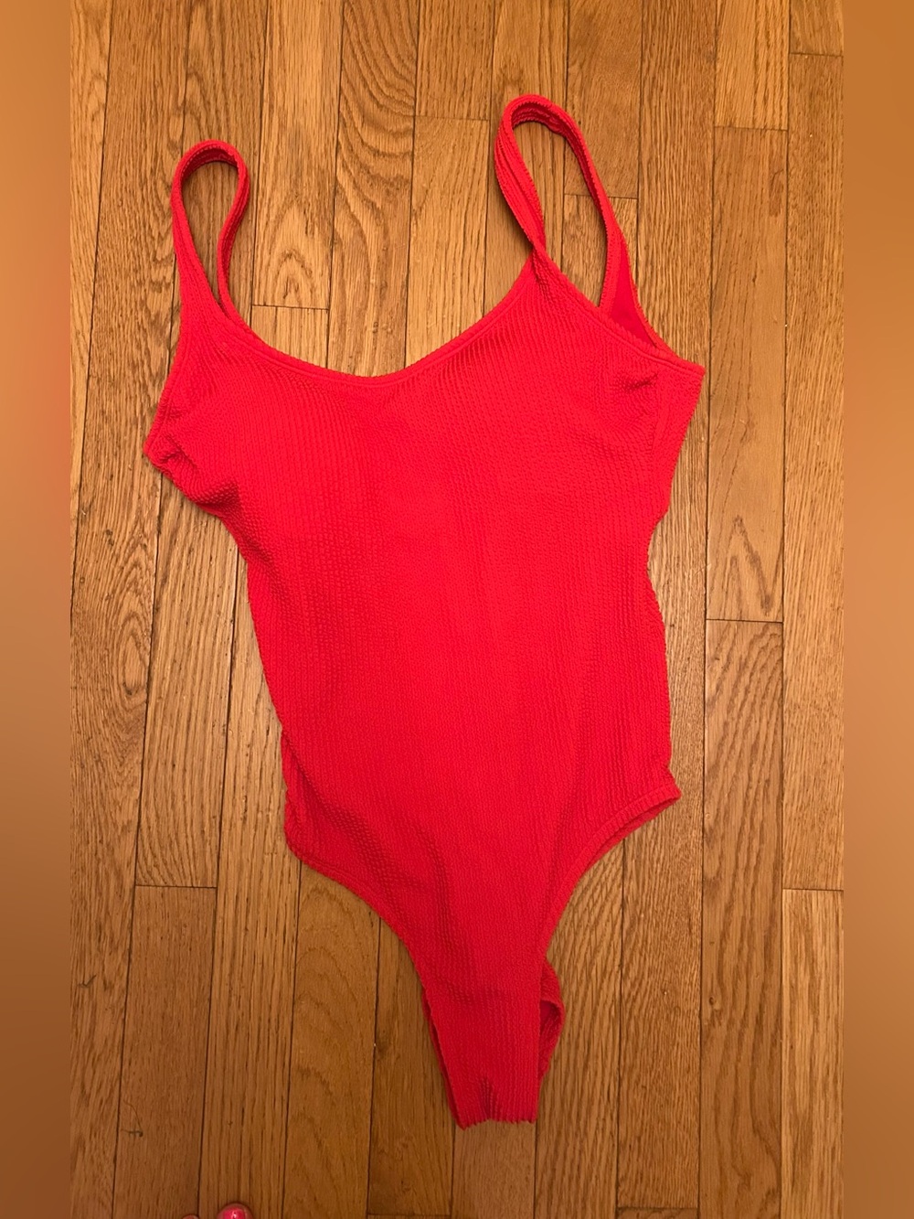 Women’s Red Textured Ribbed One Piece Swimsuit Size XL